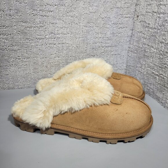 UGG Coquette Womens Size US 10 Chestnut Suede Sheepskin Lining Slip On Slipper - Picture 5 of 10